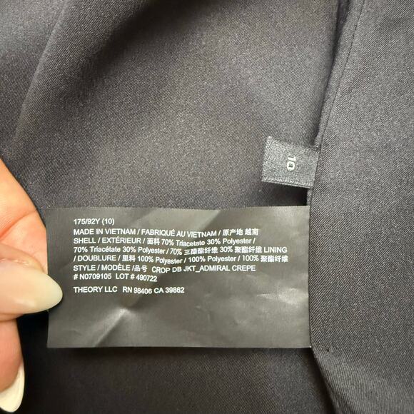 THEORY Admiral Double Breasted Crop Jacket in Grenache - Picture 13 of 14